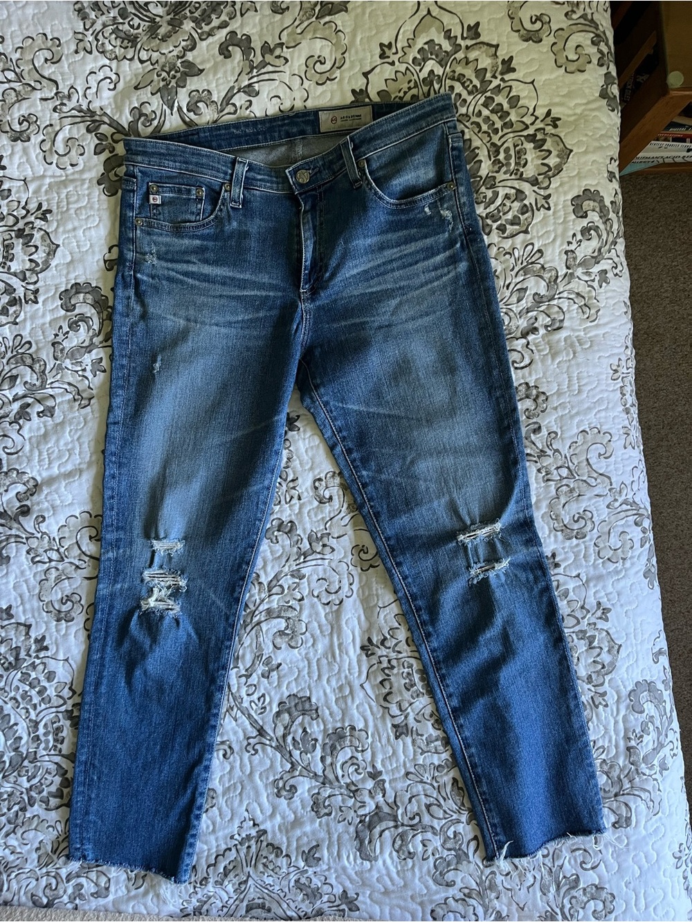 AG Adriano Goldschmied Skinny Distressed Blue Jeans